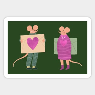 Cute mouse couple with love letter Magnet